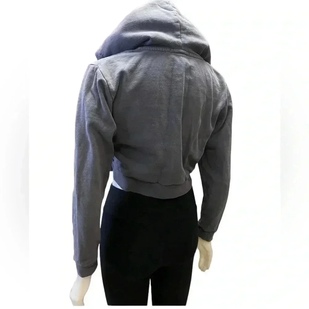 Brandy Melville Blue Cropped  Hoodie Size Small - Picture 5 of 8
